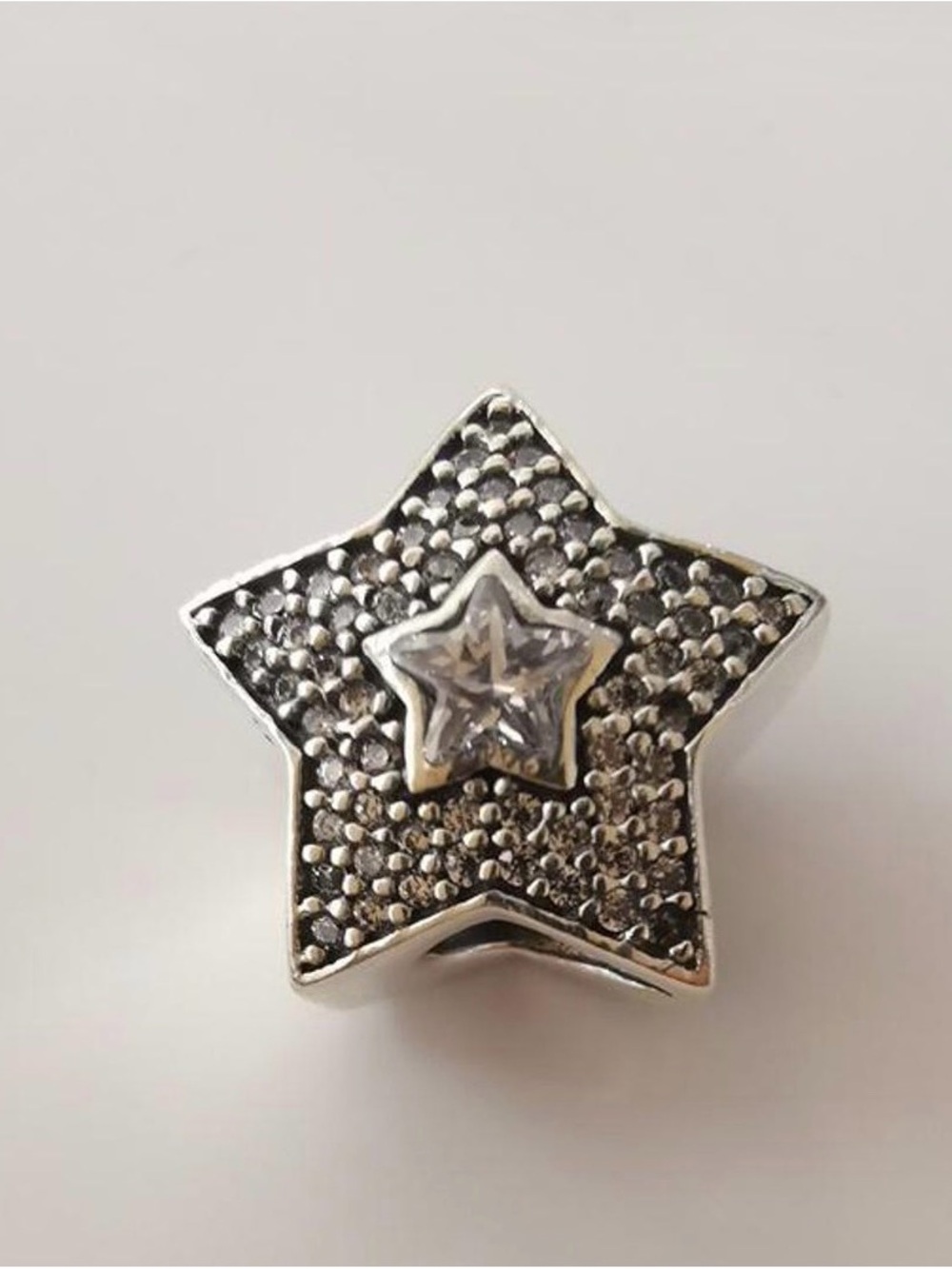 Pandora Pave Silver Star Charm with Clear Crystal Accent